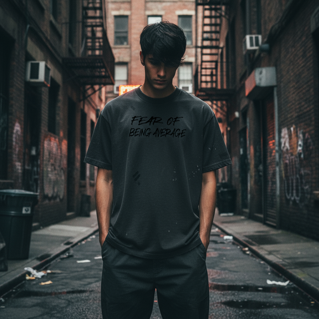 Paint Splatter "FEAR OF BEING AVERAGE" Oversized T-Shirt