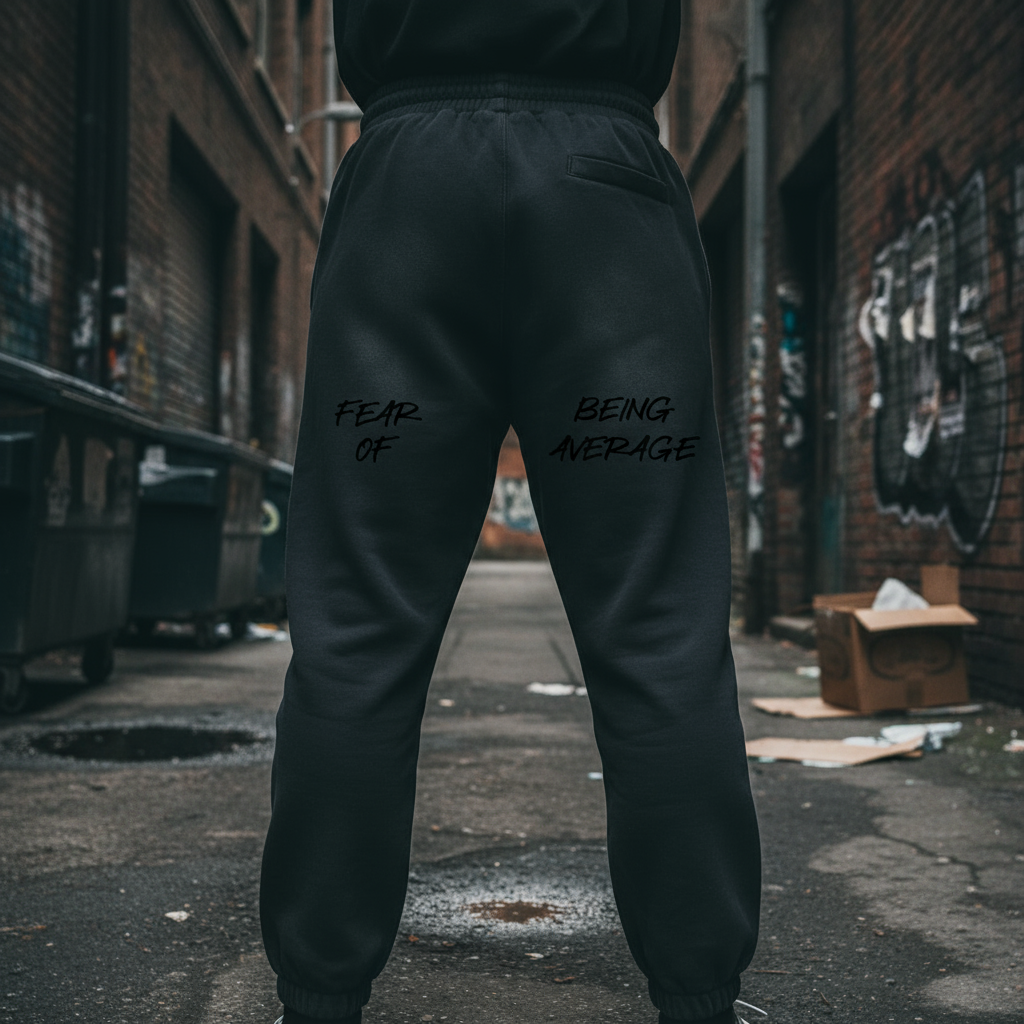 Vintage Washed "FEAR OF BEING AVERAGE" Fleece Jogger Sweatpants