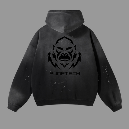 Vintage Washed "FEAR OF BEING AVERAGE" Frayed Fleece Hoodie
